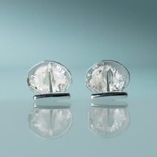 Load image into Gallery viewer, cast silver ridged venus clam shell cufflinks for men's wedding wear by hkm jewelry backside view