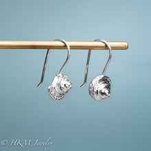 Load image into Gallery viewer, Channeled Whelk shell drop earrings in recycled sterling silver by hkm jewelry