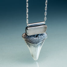 Load image into Gallery viewer, White Shark Sea Glass Talisman Oxidized