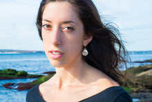 Load image into Gallery viewer, Caryle modeling the large scallop shell dangle earringsby hkm jewelry