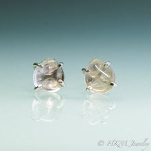 Load image into Gallery viewer, Silver or Gold Cape May Diamond Studs - Prong Set Tumbled Beach Stone Earrings