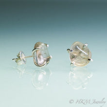 Load image into Gallery viewer, Silver or Gold Cape May Diamond Studs - Prong Set Tumbled Beach Stone Earrings
