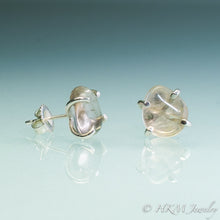 Load image into Gallery viewer, Silver or Gold Cape May Diamond Studs - Prong Set Tumbled Beach Stone Earrings