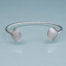 Load image into Gallery viewer, Cast silver venus clam shell cuff bracelet by hkm jewelry