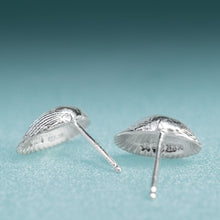 Load image into Gallery viewer, back side of Recycled Silver Ark Clam Studs - Seashell Earrings - Cockle Clam Shells Sustainable Gift by Hali MacLaren of HKM Jewelry