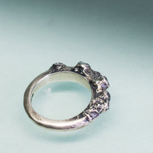 Load image into Gallery viewer, carved and cast sterling silver coral and barnacle ring by hkm jewelry
