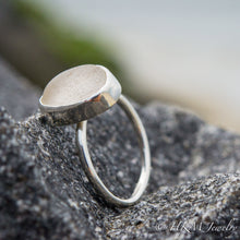 Load image into Gallery viewer, side view of large bezel set raw cape may diamond ring in sterling silver  by HKM Jewelry