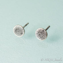 Load image into Gallery viewer, Leaf Printed Silver Stud Earrings by HKM Jewelry