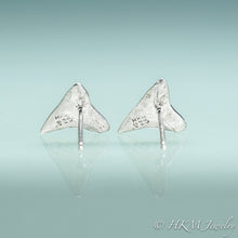 Load image into Gallery viewer, back view of bull shark teeth tiny stud earrings in sterling silver by hkm jewelry