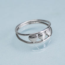 Load image into Gallery viewer, Clam Bar Ring - Cast Silver Shells Open Band