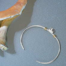 Load image into Gallery viewer, Raw Cape May Diamond Cuff - Silver and Gold Quartz Beach Stone Bracelet