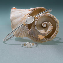 Load image into Gallery viewer, Raw Cape May Diamond Cuff - Silver and Gold Quartz Beach Stone Bracelet