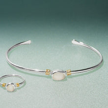 Load image into Gallery viewer, Raw Cape May Diamond Cuff - Silver and Gold Quartz Beach Stone Bracelet