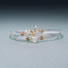 Load image into Gallery viewer, Raw Cape May Diamond Cuff - Silver and Gold Quartz Beach Stone Bracelet