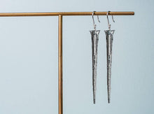 Load image into Gallery viewer, Horseshoe Crab Tail Earrings - Long Silver Spear Drops