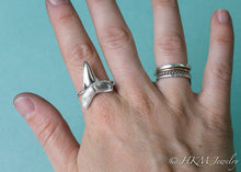 Load image into Gallery viewer, Mako Shark Tooth Ring - Large Silver Cast Teeth