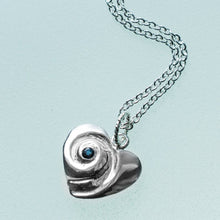 Load image into Gallery viewer, Heart of the Sea moon snail necklace by hkm jewelry with sapphire September birthstone