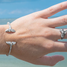 Load image into Gallery viewer, Silver Sea Tail Cuff - Twisted Bracelet on model
