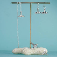 Load image into Gallery viewer, Silver Sea Tail Dangle Earrings - Fluke Drops