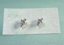 Load image into Gallery viewer, Threeline Mudsnail Studs on HKM Jewelry earring card - Mini Silver Nassa Shell Earrings