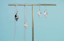 Load image into Gallery viewer, Ribbed Cantharus Shell Earrings - Cast Silver Conch Shell Dangles