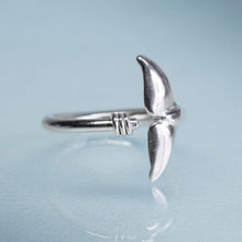 Load image into Gallery viewer, Sea Tail Adjustable Ring - Silver Dolphin Fluke Band