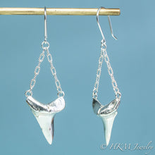Load image into Gallery viewer, Mako Shark Tooth Dangle Earrings - Triangle Teeth Chain Drops
