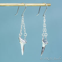 Load image into Gallery viewer, Mako Shark Tooth Dangle Earrings - Triangle Teeth Chain Drops