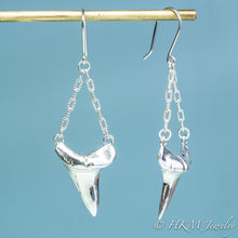 Load image into Gallery viewer, Mako Shark Tooth Dangle Earrings - Triangle Teeth Chain Drops