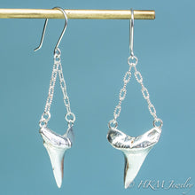 Load image into Gallery viewer, Mako Shark Tooth Dangle Earrings - Triangle Teeth Chain Drops