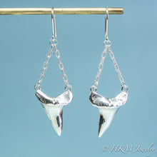 Load image into Gallery viewer, Mako Shark Tooth Dangle Earrings - Triangle Teeth Chain Drops