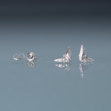 Load image into Gallery viewer, Sand Dollar Dove Studs - Cast Silver Peace Earrings
