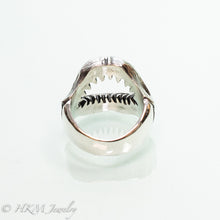 Load image into Gallery viewer, back view of Shark Jaws Ring Band in recycled sterling silver by hkm jewelry