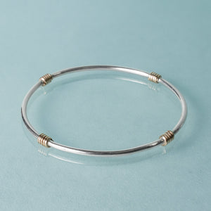 14k gold and sterling Life Ring bangle by hkm jewelry 