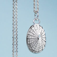 Load image into Gallery viewer, large polished silver keyhole limpet shell necklace
