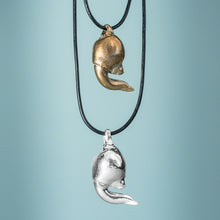 Load image into Gallery viewer, cast silver and bronze lucky bone horseshoe crab claw necklace by hali maclaren of hkm jewelry