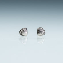 Load image into Gallery viewer, cast silver mini clam shell stud earrings by Hali MacLaren of HKM Jewelry