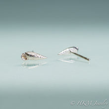 Load image into Gallery viewer, front and side view of auger snail studs by hkm jewelry in sterling silver
