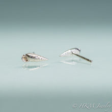 Load image into Gallery viewer, front and side view of auger snail studs by hkm jewelry in sterling silver