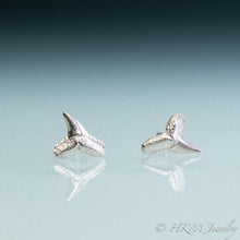 Load image into Gallery viewer, mini lemon shark teeth stud earrings cast in silver by hali maclaren of hkm jewelry