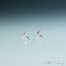 Load image into Gallery viewer, underside back view of mini lemon shark teeth stud earrings cast in silver by hali maclaren of hkm jewelry