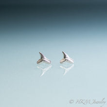 Load image into Gallery viewer, mini lemon shark teeth stud earrings cast in silver by hali maclaren of hkm jewelry