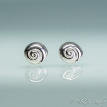 Load image into Gallery viewer, moon snail stud earrings in silver by hkm jewelry
