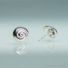 Load image into Gallery viewer, moon snail stud earrings in silver by hkm jewelry