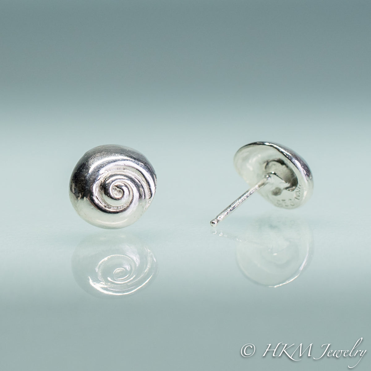 Moon Snail Shell Stud Earrings - Sterling Swirl Studs – HKM