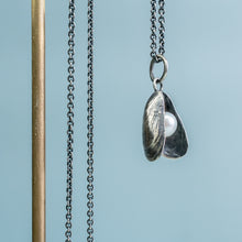 Load image into Gallery viewer, seashell necklace with freshwater pearl in oxidized silver by hkm jewelry