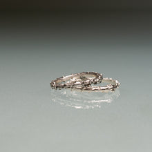 Load image into Gallery viewer, cast pine needle bough twig ring band comparison in polished and oxidized by hkm jewelry