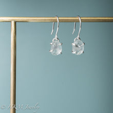 Load image into Gallery viewer, prong set tumble polished cape may diamond dangle earrings in sterling by hkm jewelry