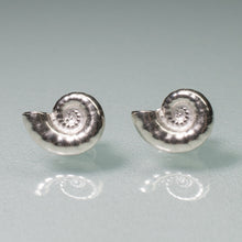 Load image into Gallery viewer, Ram's Horn Squid Shell Stud Earrings - Sterling Nautilus Swirl Studs