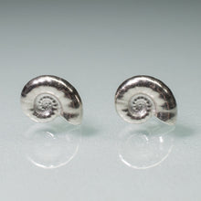 Load image into Gallery viewer, Ram's Horn Squid Shell Stud Earrings - Sterling Nautilus Swirl Studs